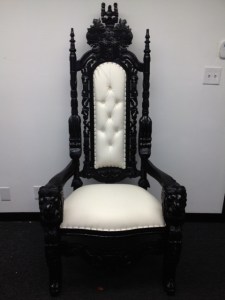 Black and White King Throne Chair 